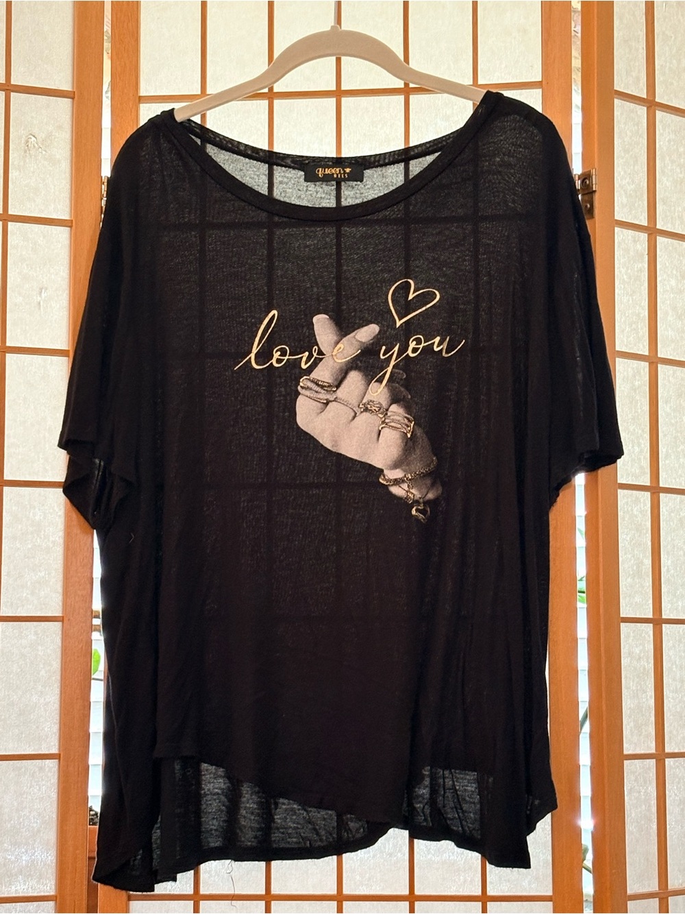 Queen Bees Black 'Love You' Short Sleeve Tee 2X